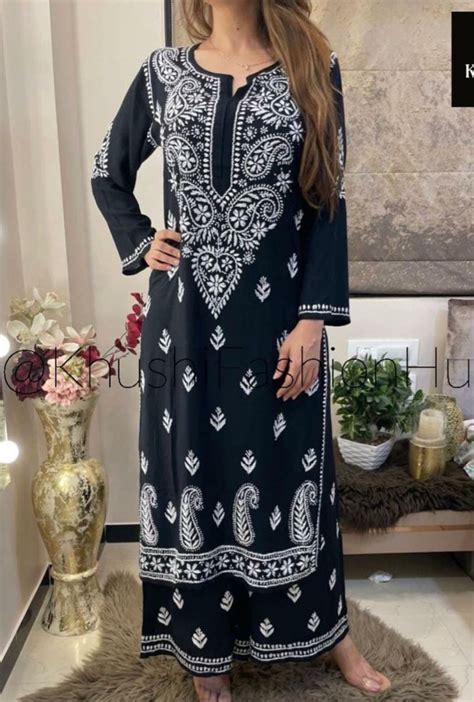 Black Chikankari Kurta